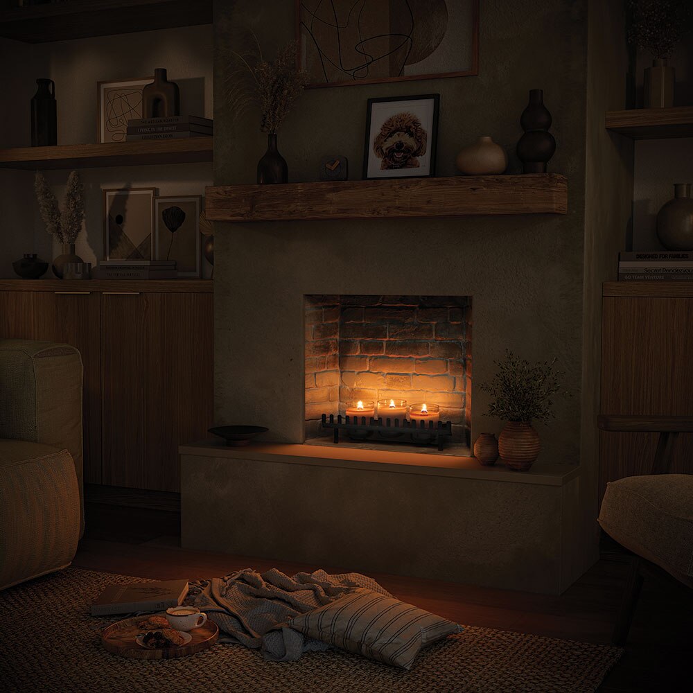 Focar cu lumanari TAGU ZenFlame, MDF, Caramiziu