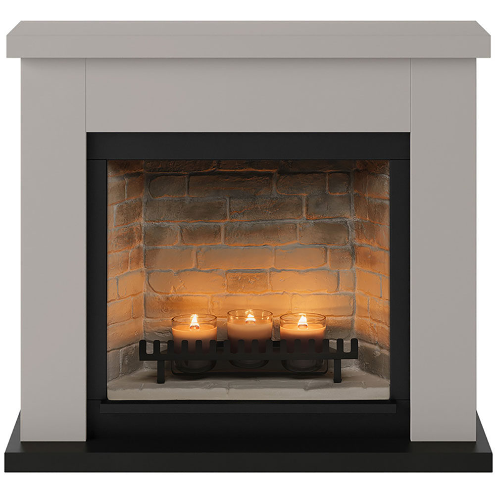 Semineu decorativ cu lumanari TAGU ZenFlame Frode Light Beige, MDF, bej