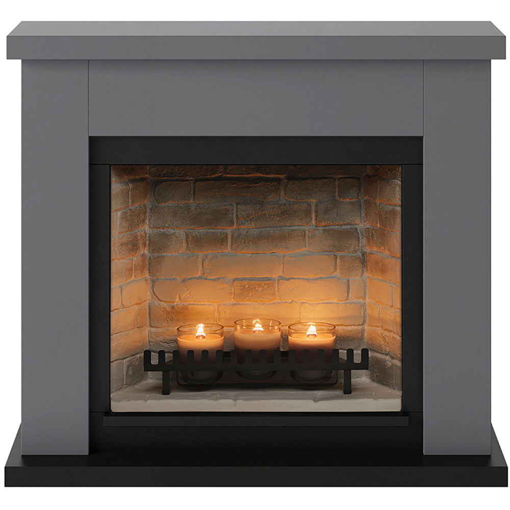 Semineu decorativ cu lumanari TAGU ZenFlame Frode Solid Grey, MDF, gri