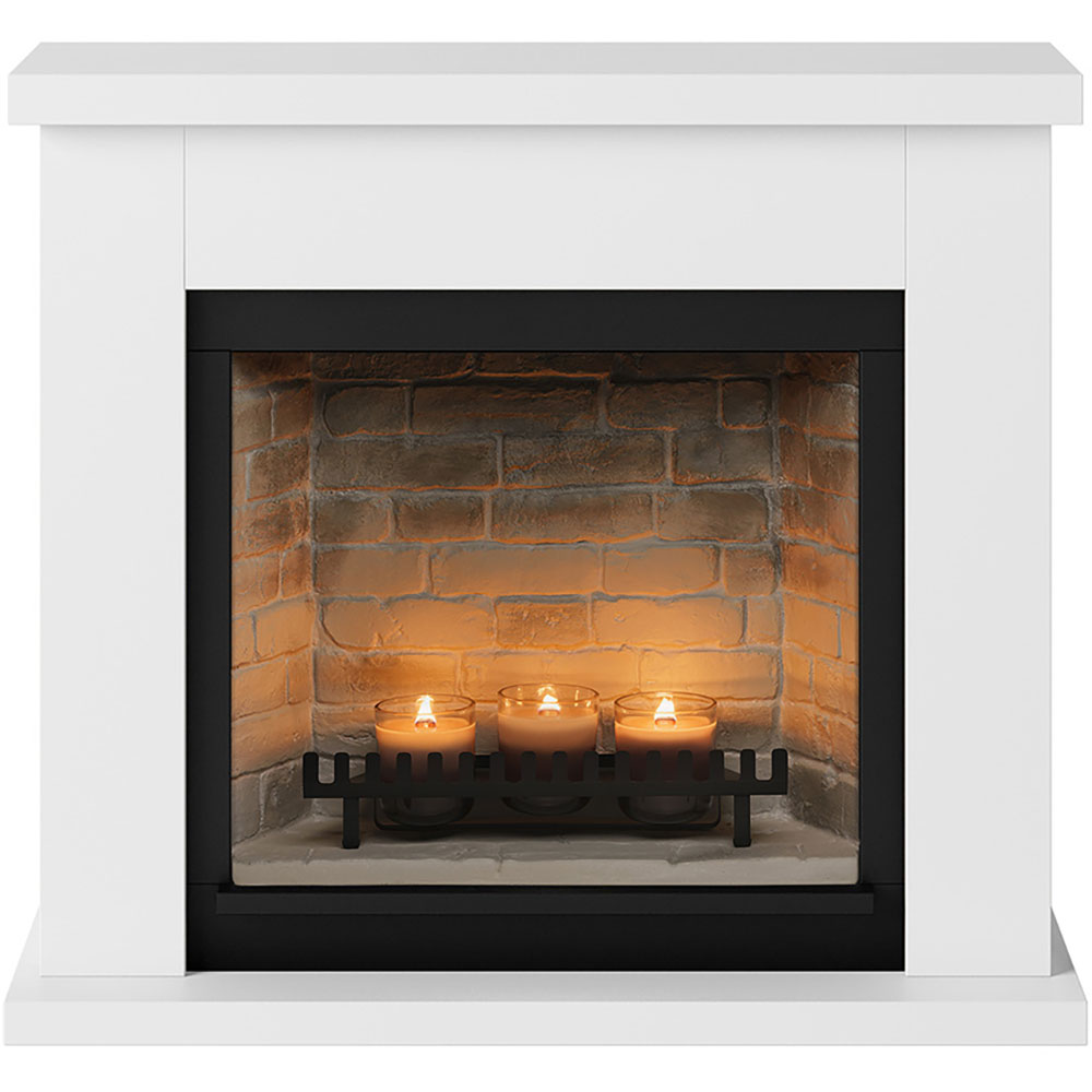 Semineu decorativ cu lumanari TAGU ZenFlame Frode Pure White, MDF, alb