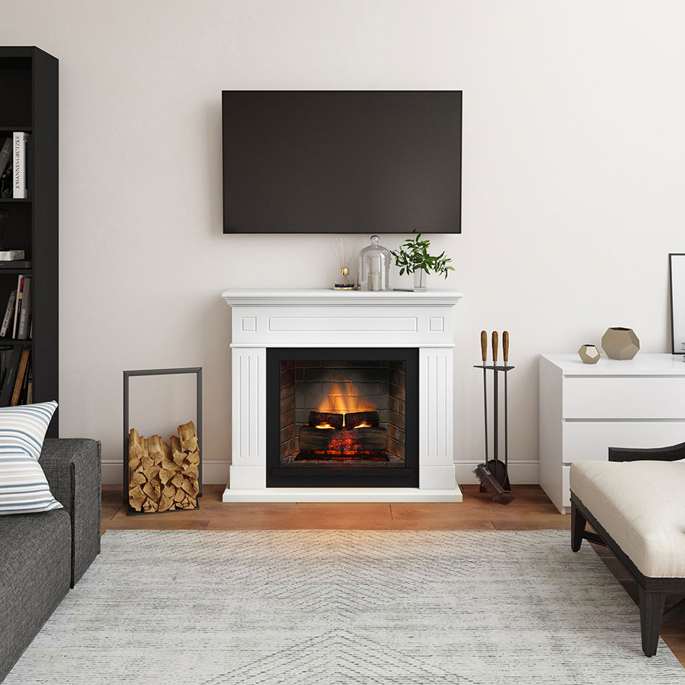Semineu electric TAGU PowerFlame 2 Larsen Pure White, 1400W, Focar 3D, alb