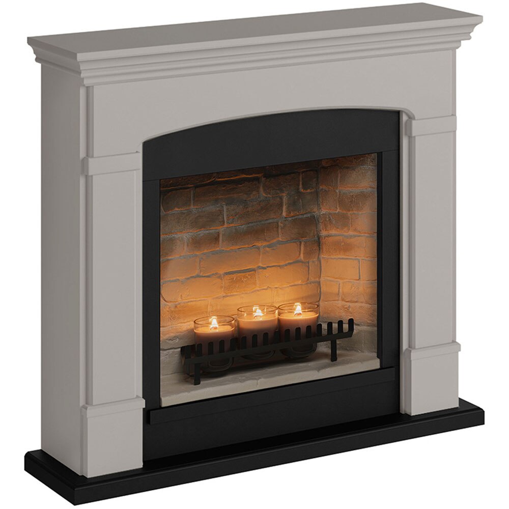 Semineu decorativ cu lumanari TAGU ZenFlame Helmi Light Beige, MDF, bej