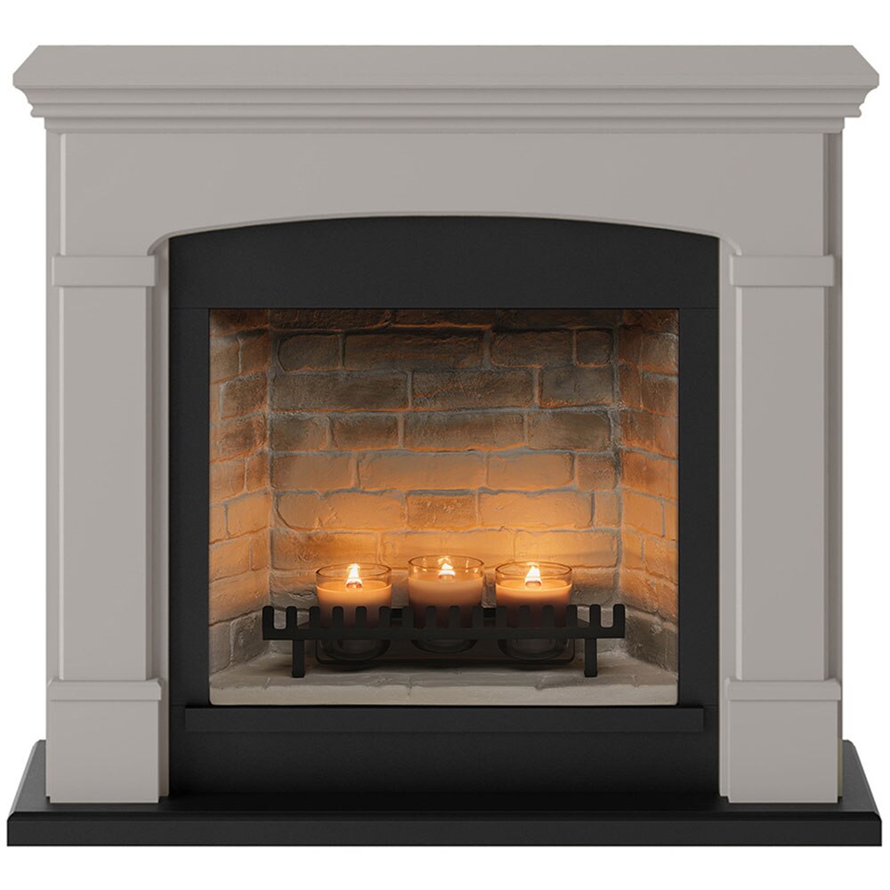 Semineu decorativ cu lumanari TAGU ZenFlame Helmi Light Beige, MDF, bej