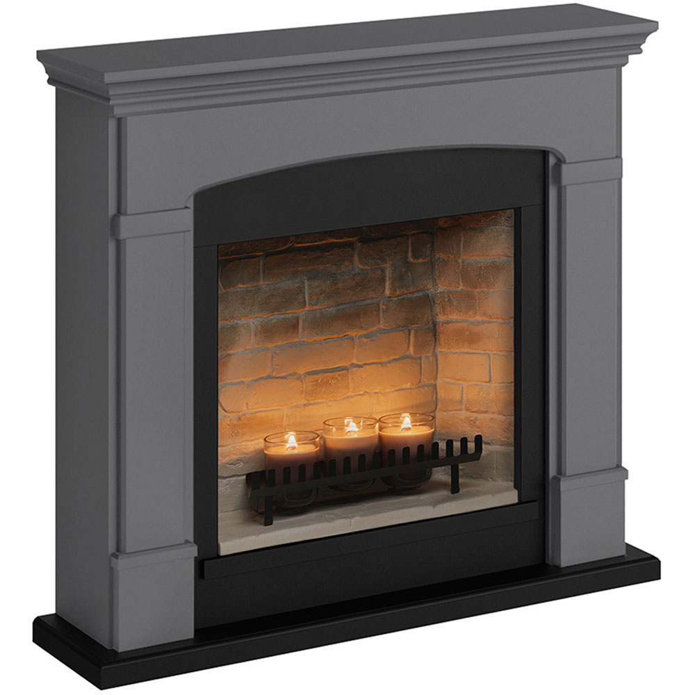 Semineu decorativ cu lumanari TAGU ZenFlame Helmi Solid Grey, MDF, gri