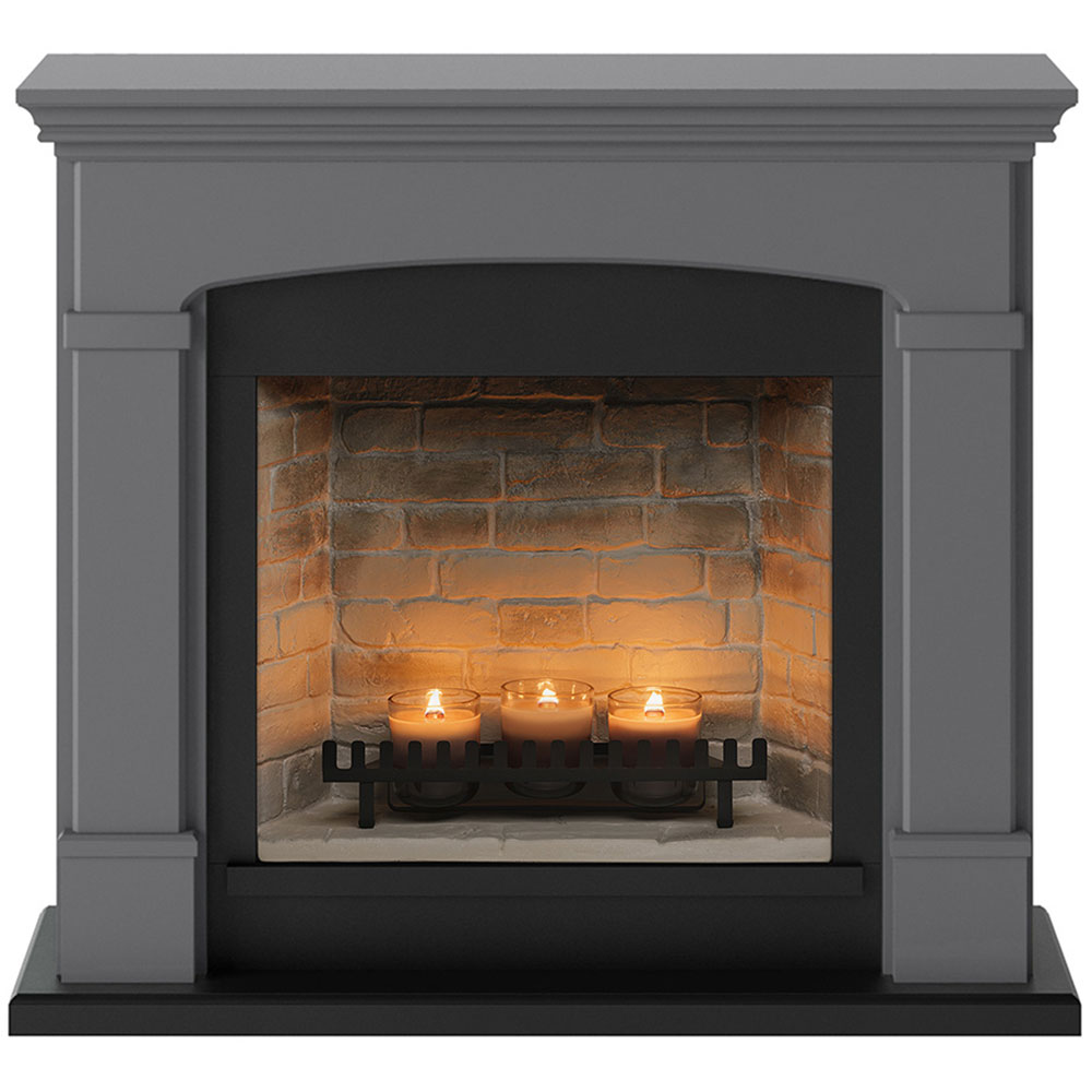 Semineu decorativ cu lumanari TAGU ZenFlame Helmi Solid Grey, MDF, gri