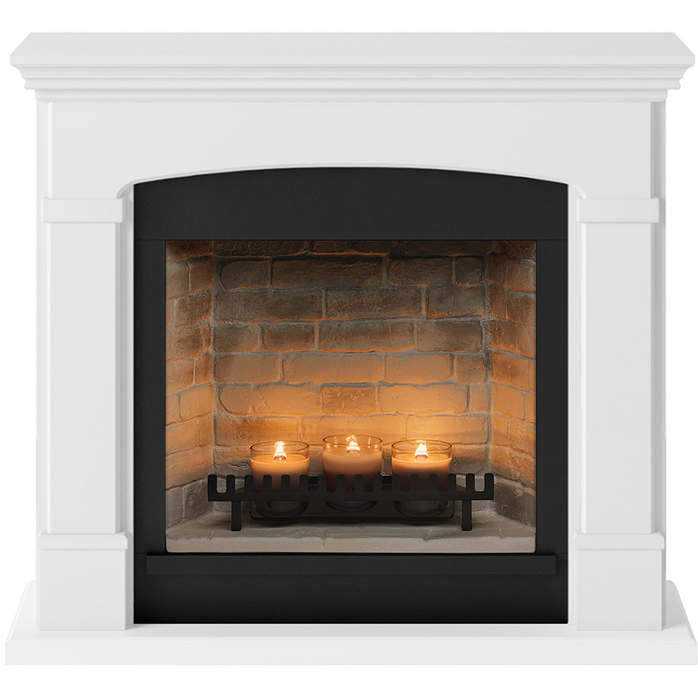 Semineu decorativ cu lumanari TAGU ZenFlame Helmi White, MDF, alb