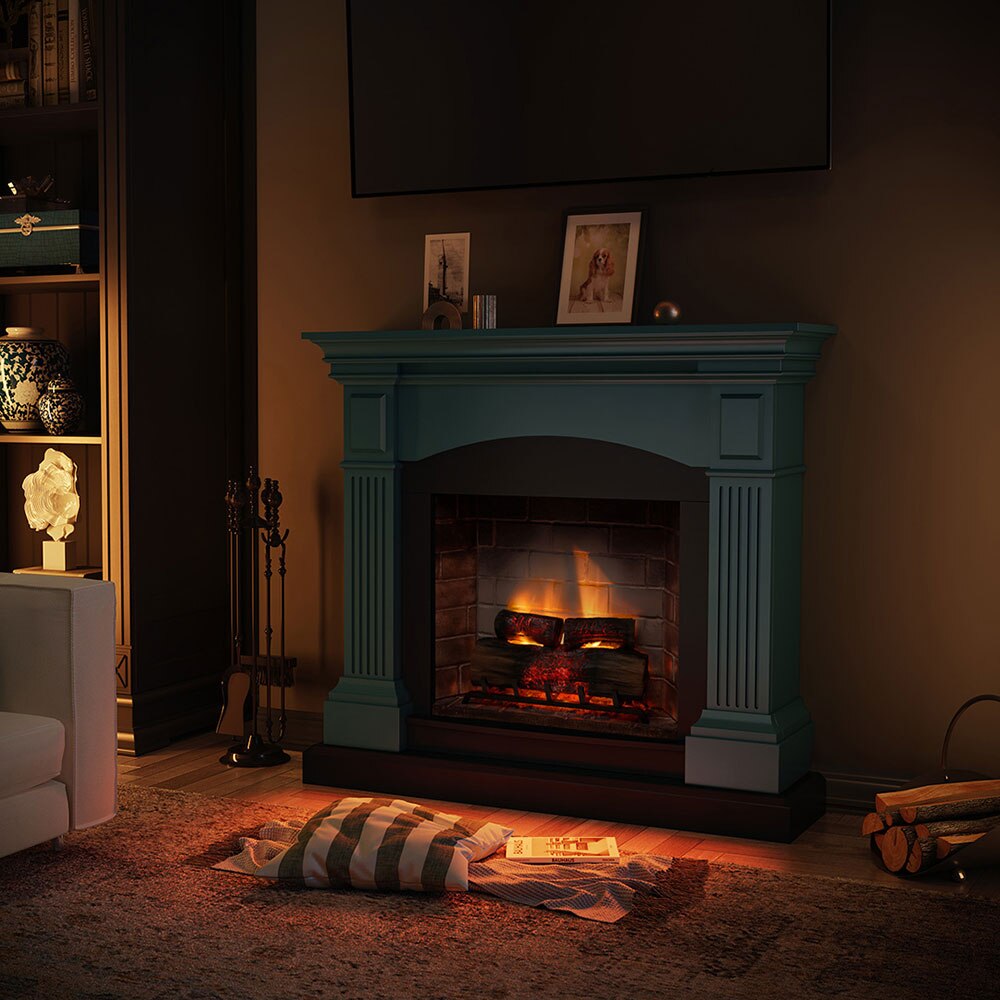 Semineu electric TAGU PowerFlame 2 Magna Soft Turquoise, 1400W, Focar 3D, turcoaz