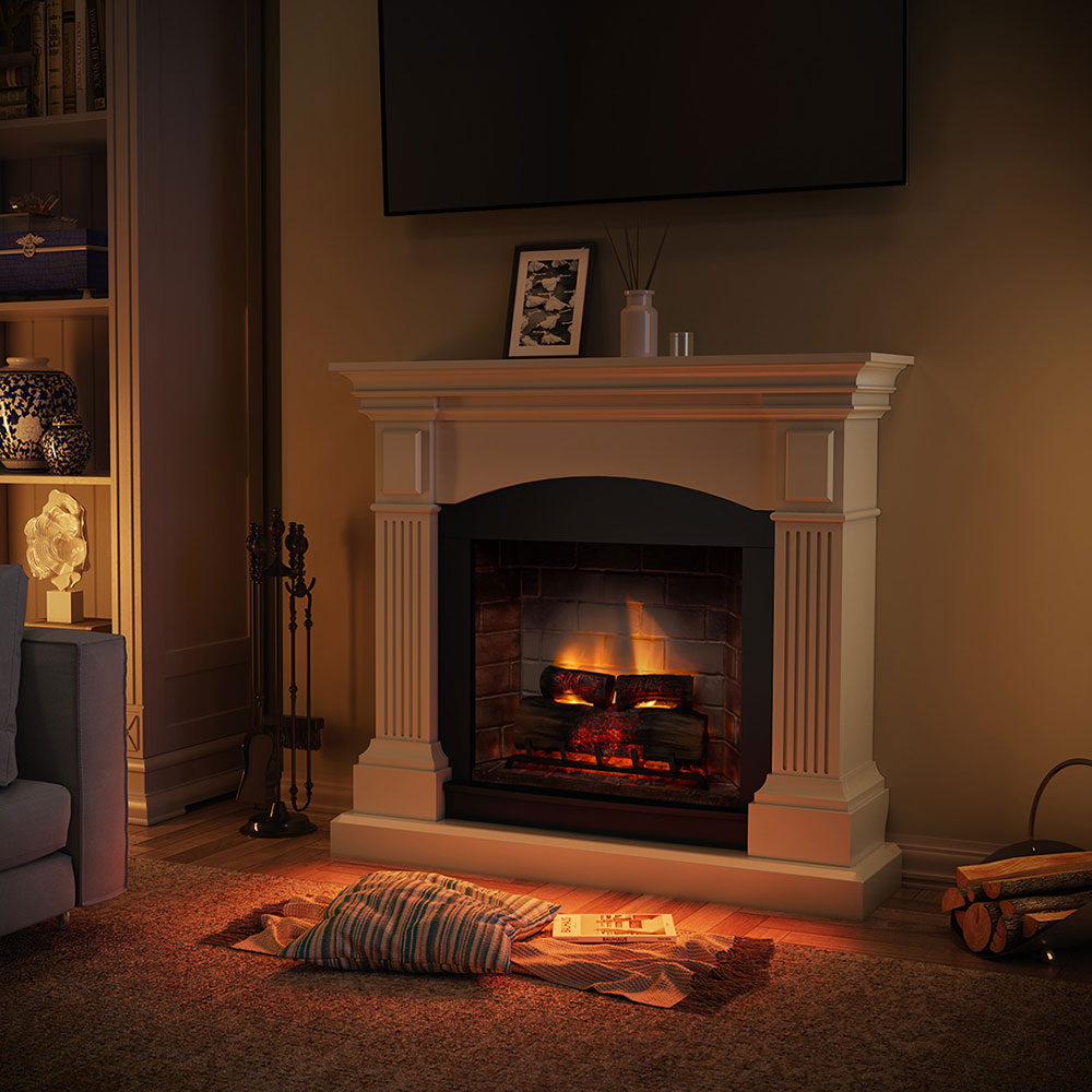 Semineu electric TAGU PowerFlame 2 Magna Pure White, 1400W, Focar 3D, alb