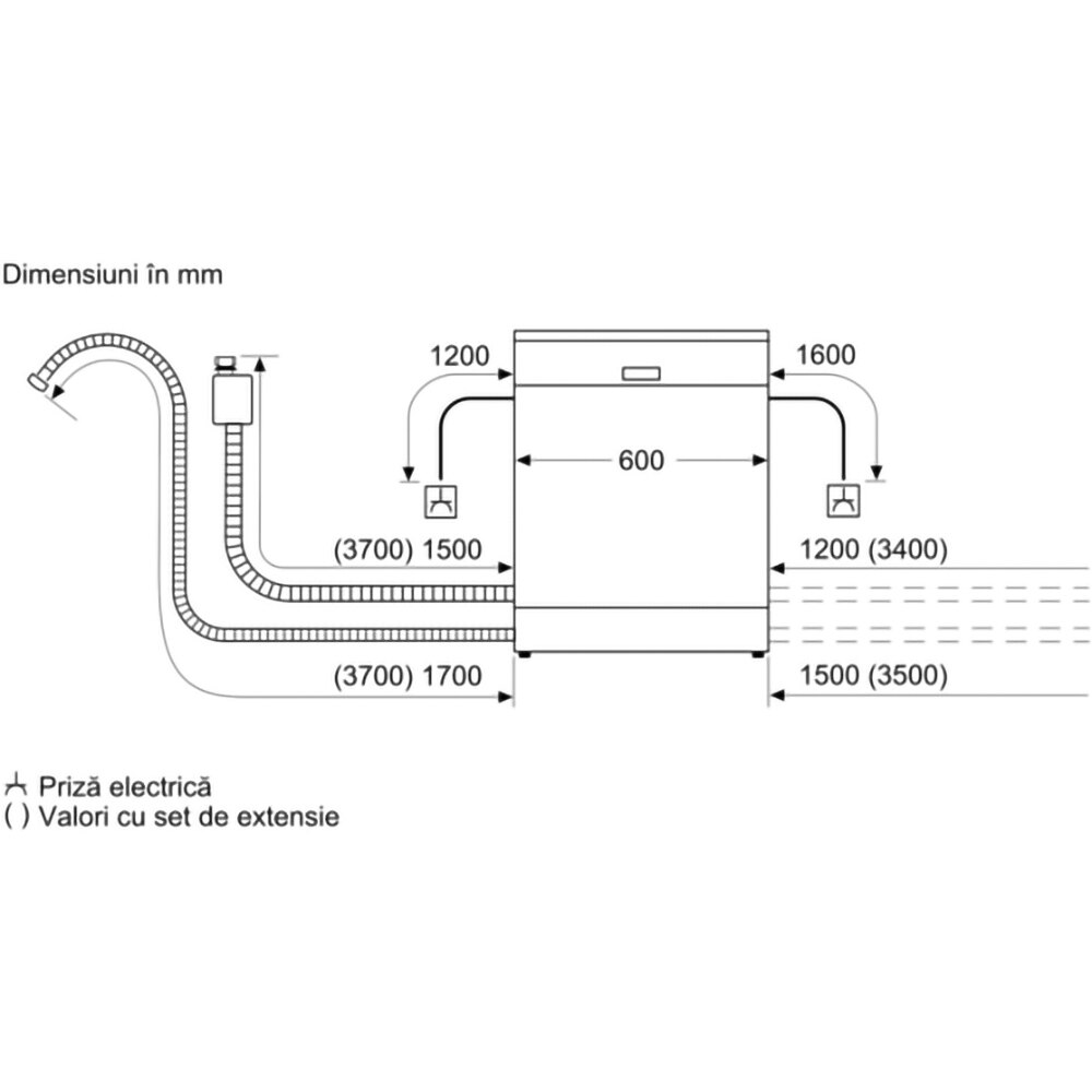 Masina de spalat vase incorporabila BOSCH SMV6ZCX24E, 14 seturi, 6 programe, 60 cm, Clasa B, panou comanda inox
