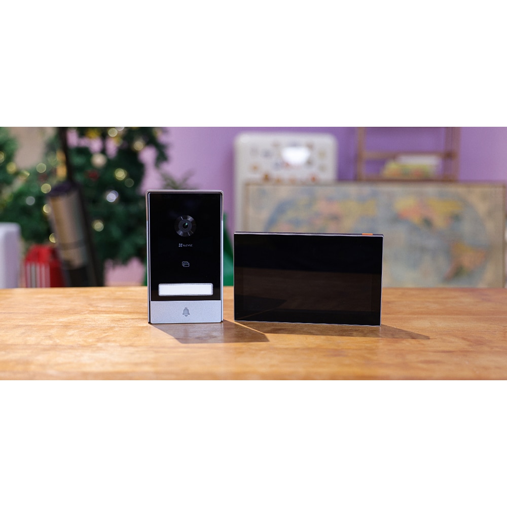 Kit interfon video inteligent EZVIZ HP7, 2K, TFT 7 inch, RFID, Wi-Fi, IR, negru