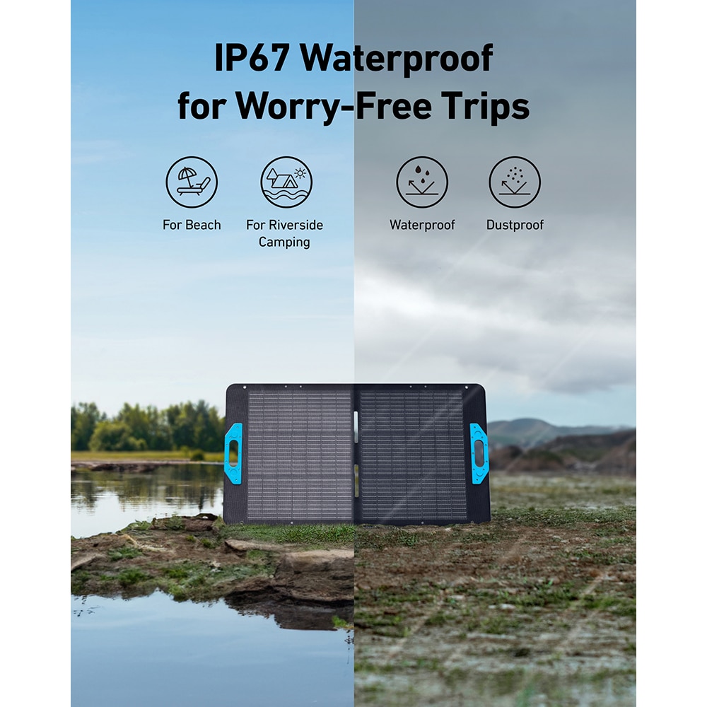 Panou solar fotovoltaic ANKER Solix PS100, monocristalin, 100 W, IP67, portabil