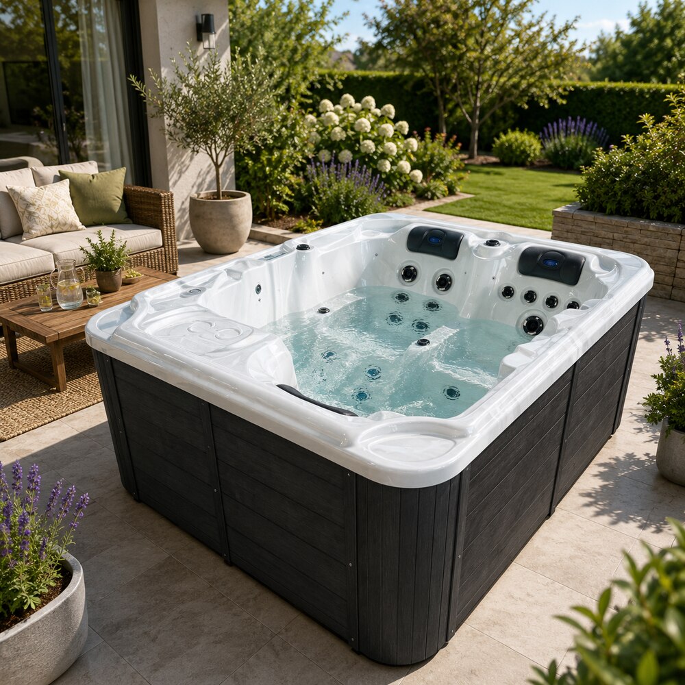 Jacuzzi exterior SANOTECHNIK Oasis, 190 x 190 x 86 cm, 3 persoane, alb