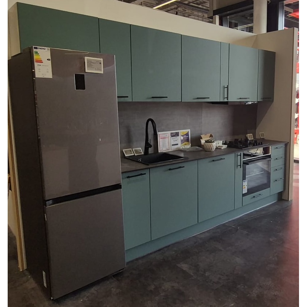 Mobila bucatarie Stevia, PAL, 330 x 60 x 216 cm, verde mat