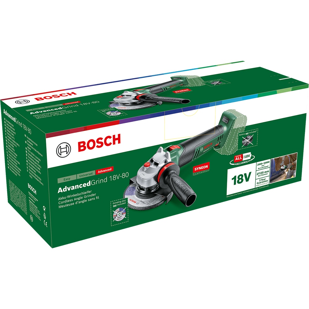 Polizor unghiular BOSCH AdvancedGrind 18V-80 F.A., 125mm, verde