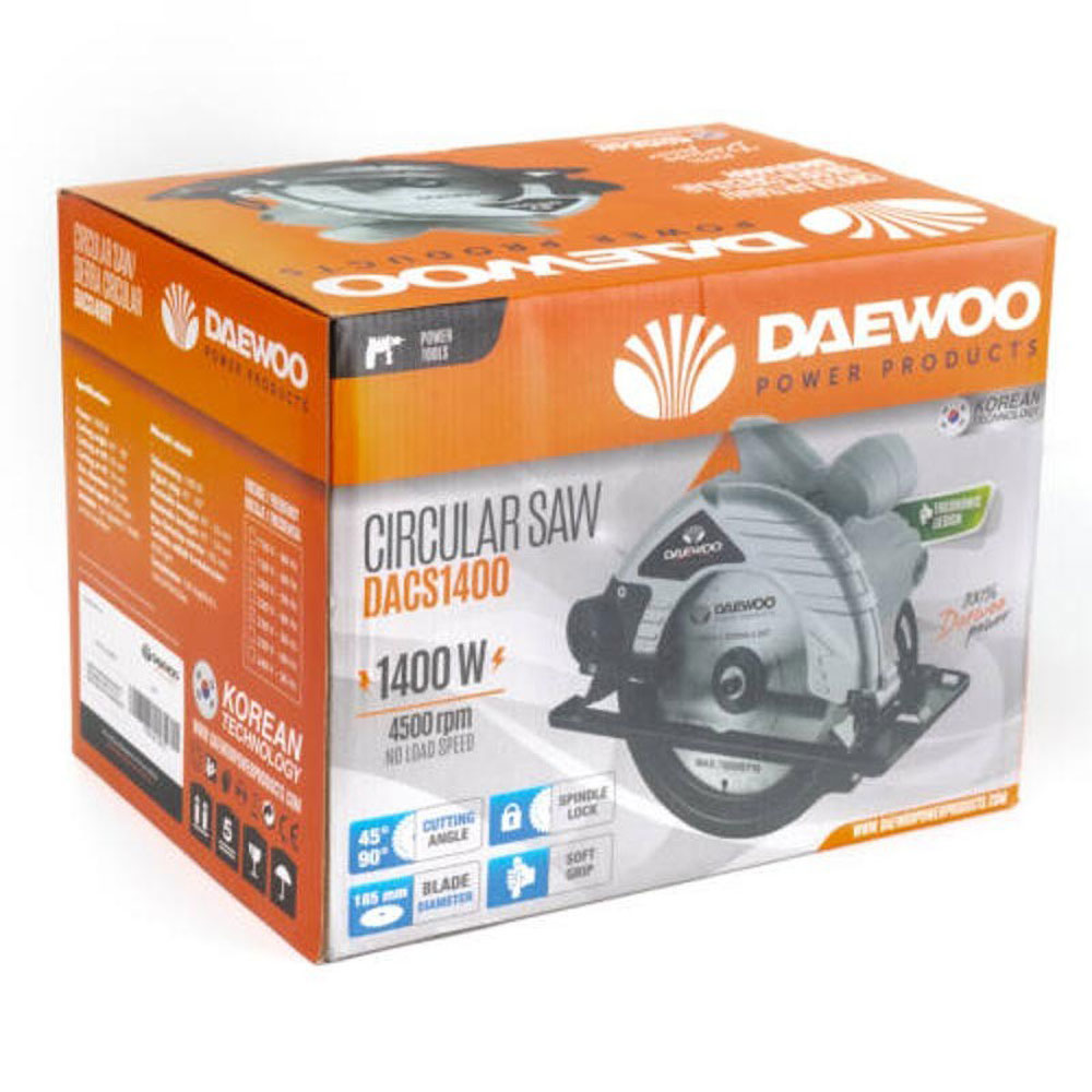 Fierastrau circular DAEWOO DACS1400, 1400 W, lama taiere 185 x 20 mm, adancime taiere 65 mm