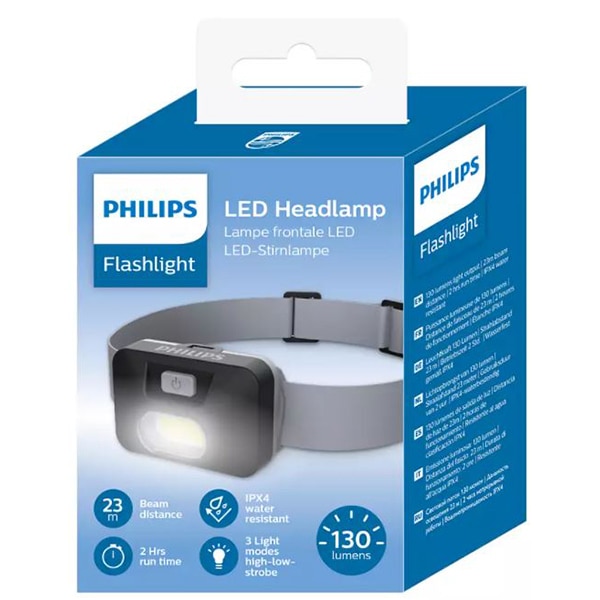 Lanterna LED frontala PHILIPS SFL1000H/10, 130 lumeni, bateria AAA, gri