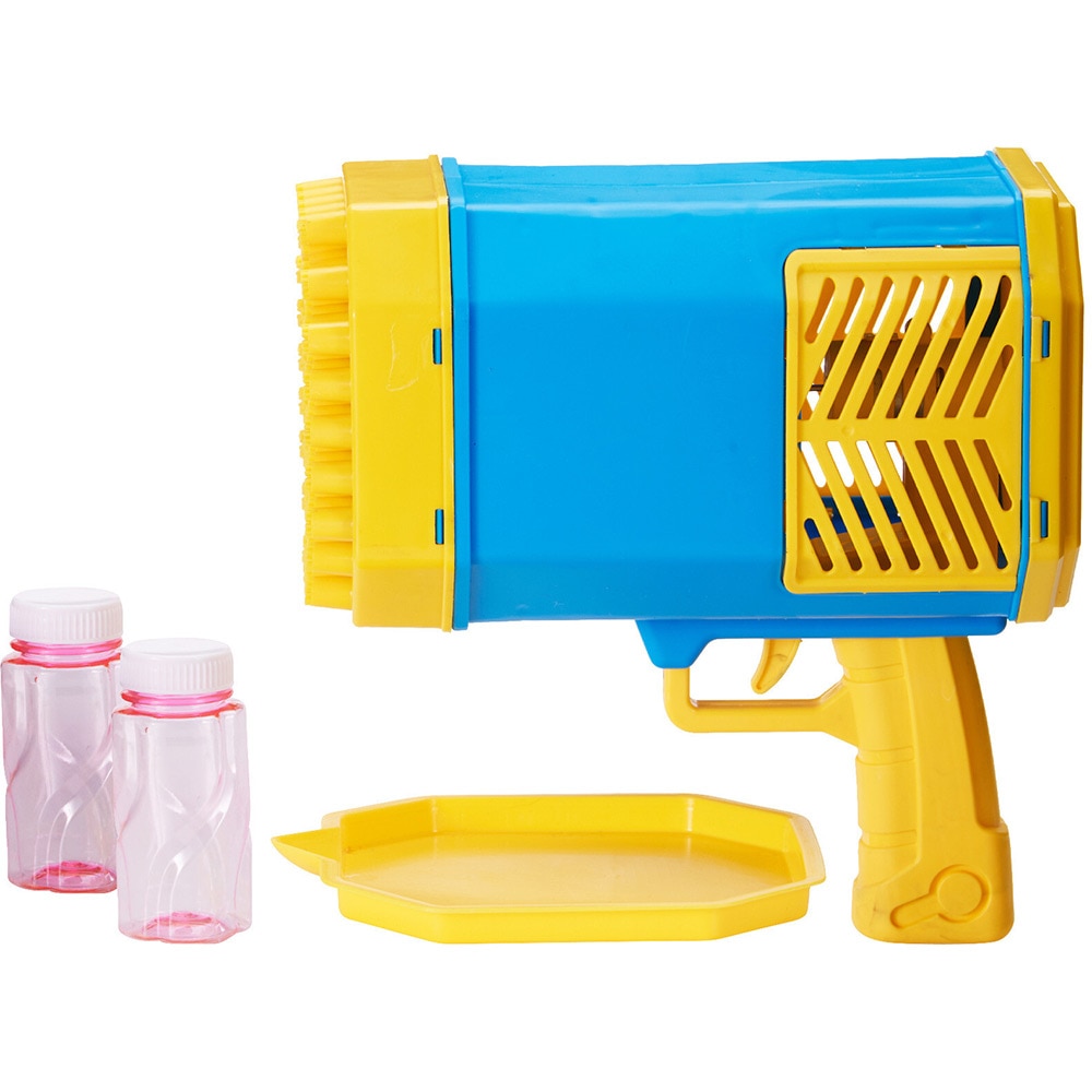 Pistol baloane cu sapun, 21 x 12.5 x 21 cm, PP, 2 soltuii pentru baloane incluse, albastru/galben