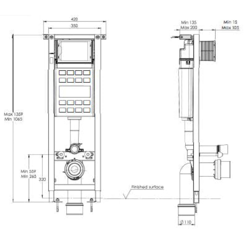 Set rezervor WC incastrat FLUIDMASTER T07 35T07B-5113-0251, 3-6 l, H 106.5-135.9