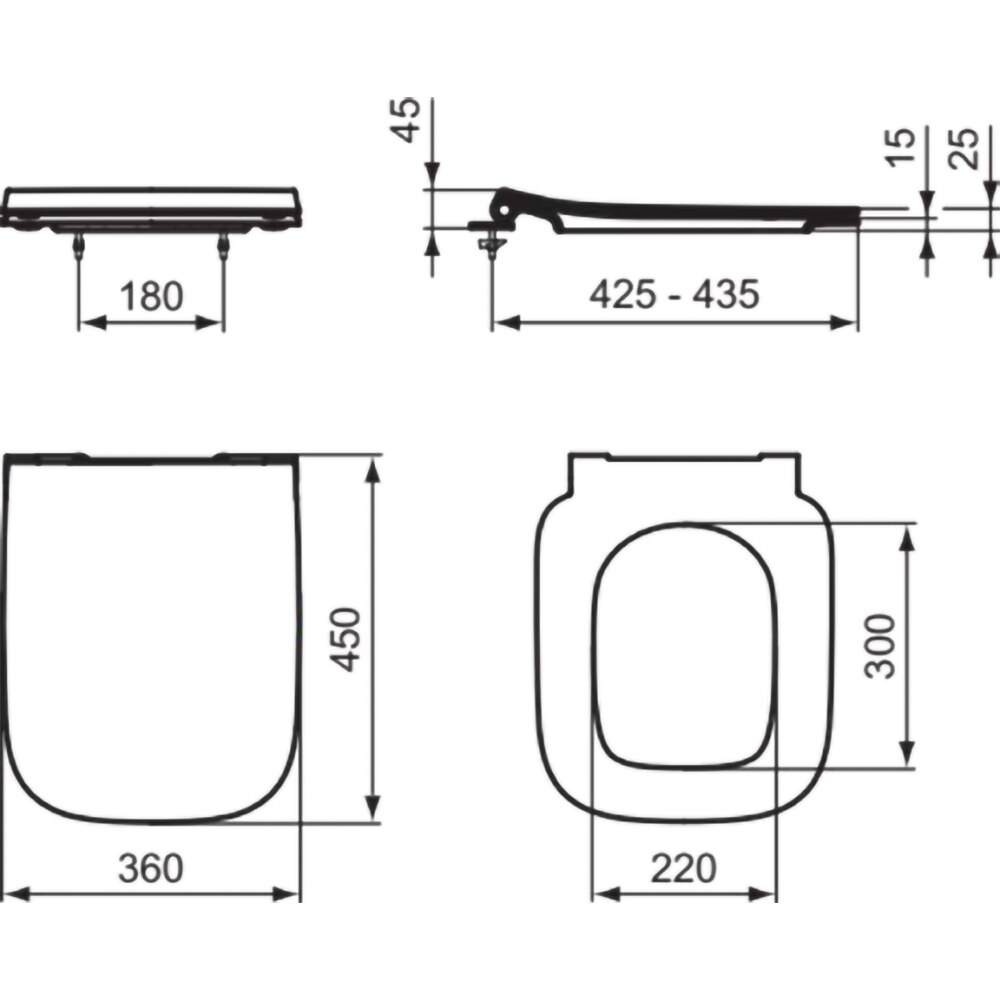 Capac WC IDEAL STANDARD I.Life B T500358, inchidere lenta, duroplast, grafit lucios