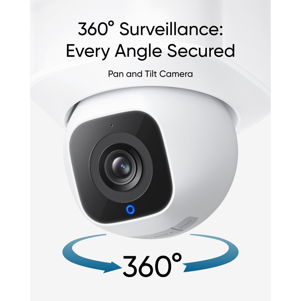 Camera IP Wireless EUFY Floodlight E30, 2K HD, Night/Day Vision, Supraveghere 360, Detectare AI, alb