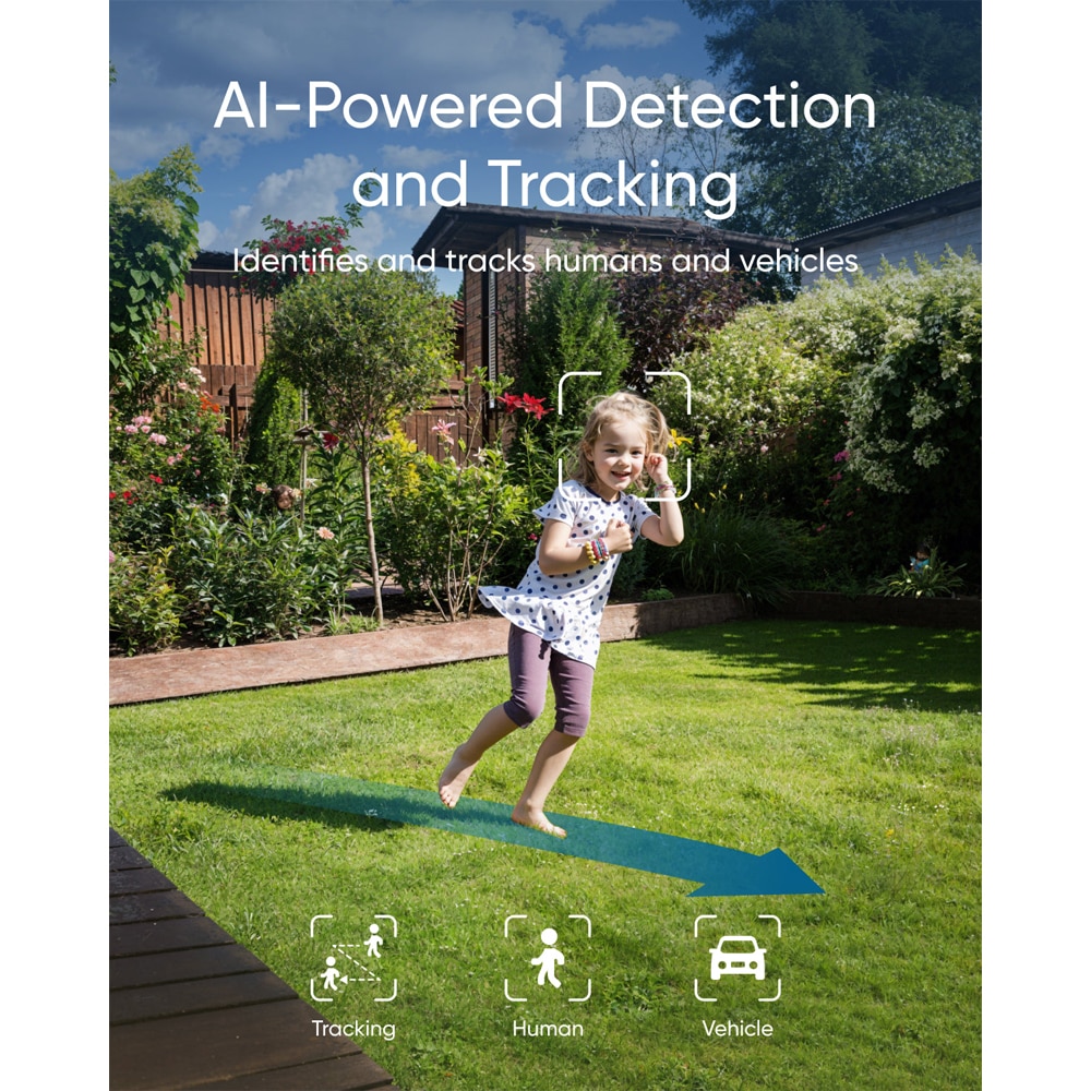 Camera IP Wireless EUFY Floodlight E30, 2K HD, Night/Day Vision, Supraveghere 360, Detectare AI, alb