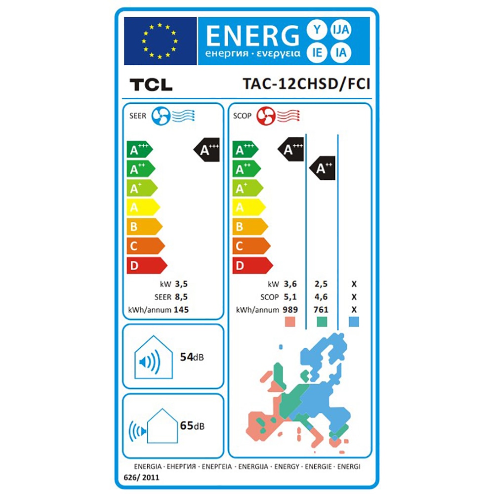 Aer conditionat TCL Fresh IN, 12000 BTU, A+++/A++, Wi-Fi, Fresh O2, Inverter, Incalzire, I Feel, Functie Antifungica, alb
