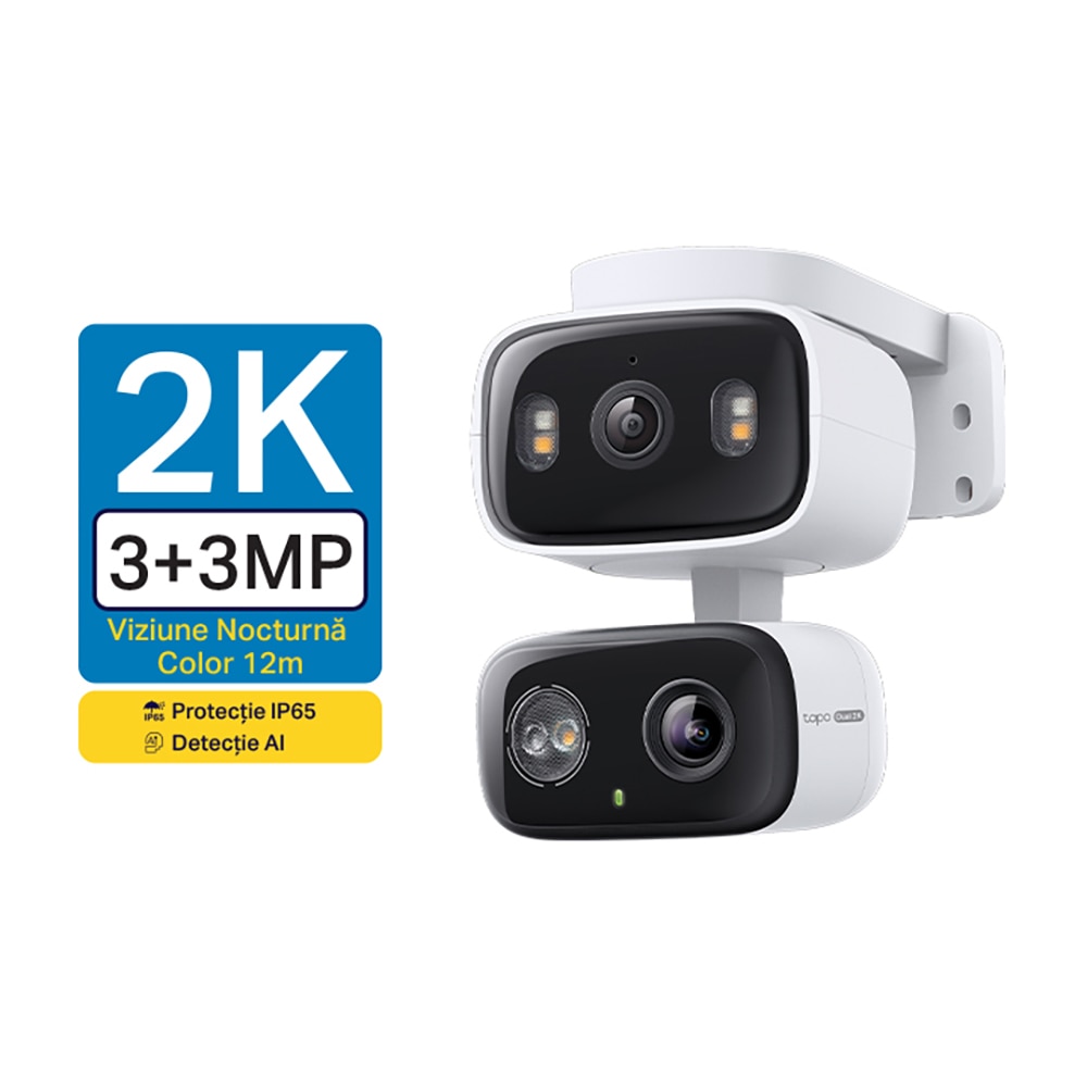 Camera IP Wireless Duala Tapo C246D, 6MP, IR, Night Vision, alb