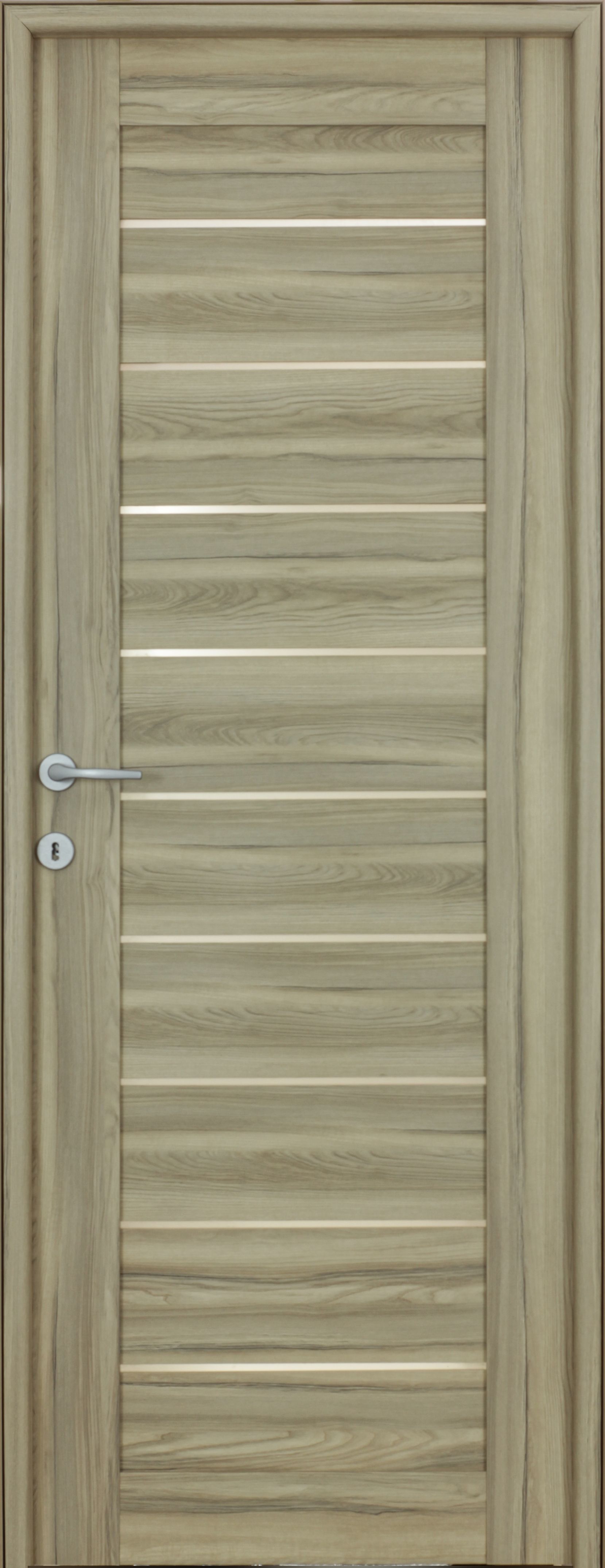 Usa de interior cu geam, maro, reversibila, mdf, 203 x 78 cm, toc inclus • Tarra