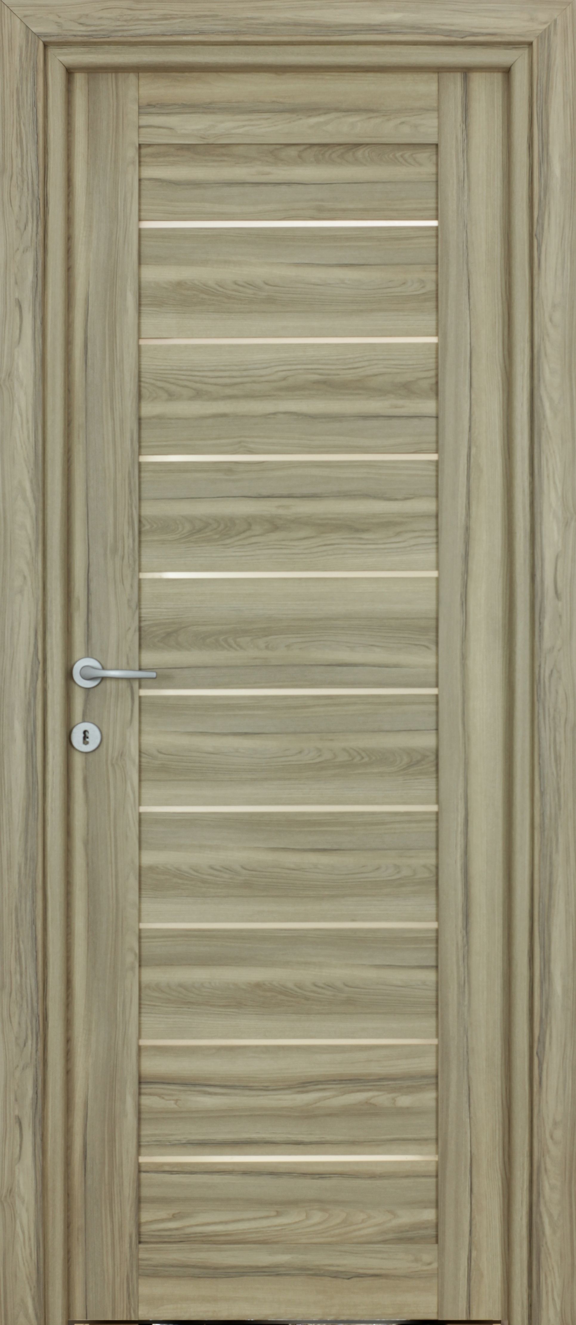 Usa de interior cu geam, maro, reversibila, mdf, 203 x 78 cm, toc inclus • Tarra