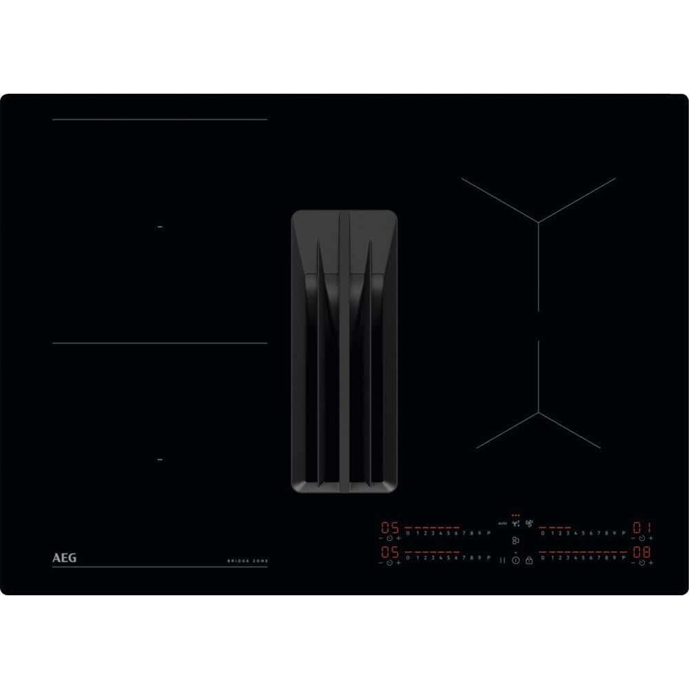 Plita incorporabila cu hota integrata AEG TCH74B01FB, Inductie, 4 arzatoare, Touch control, negru