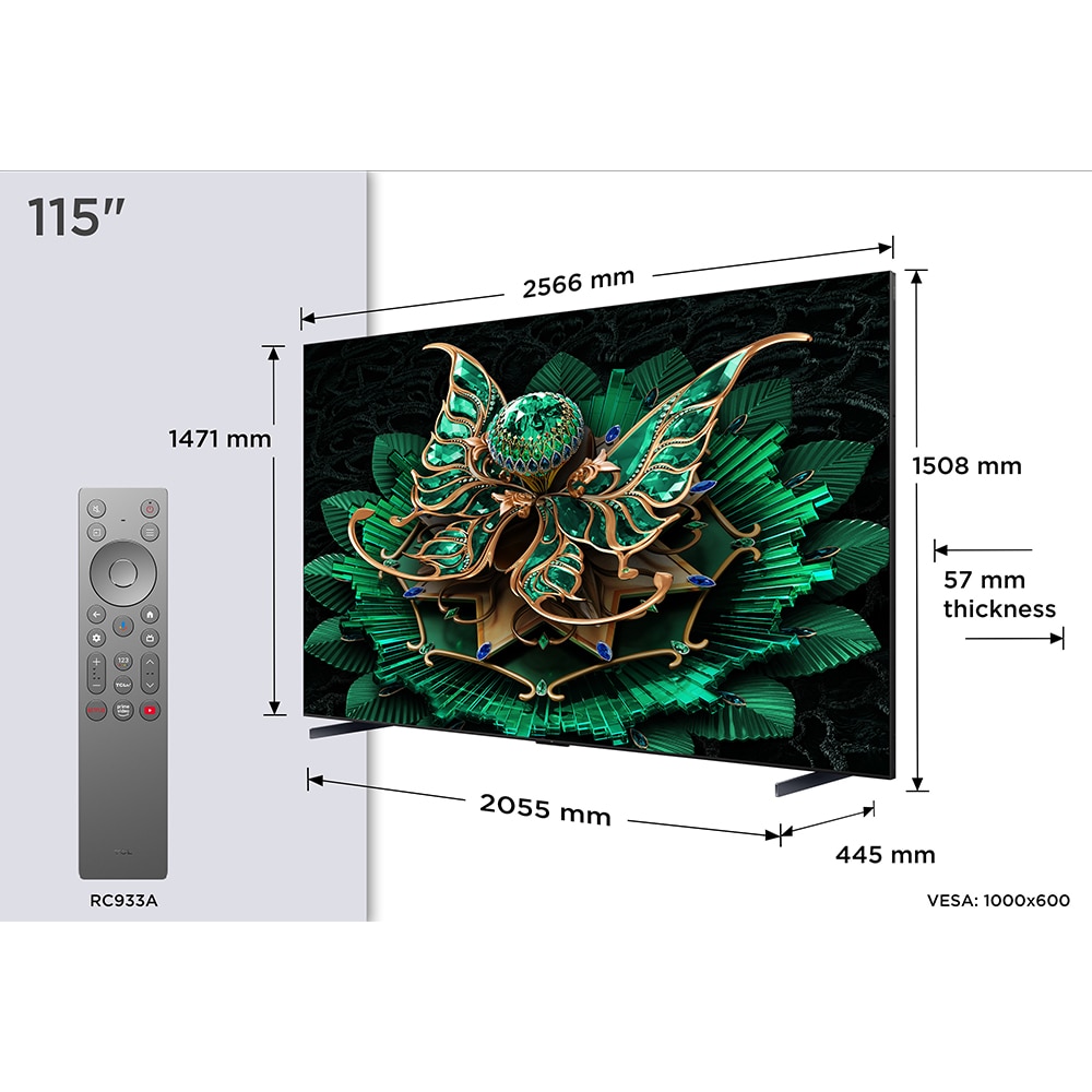 Televizor Mini LED Smart TCL 115C7K, Ultra HD 4K, 291cm