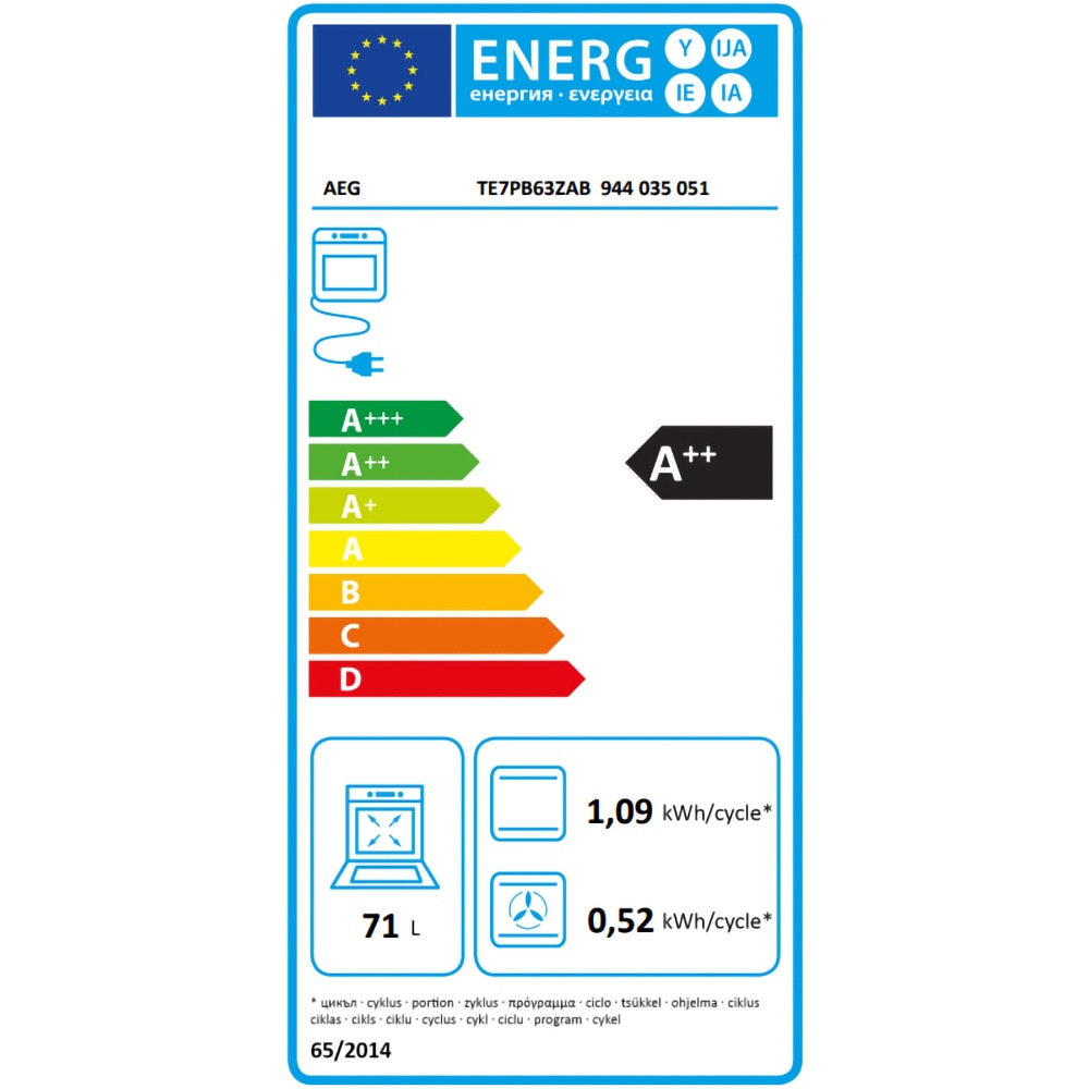 Cuptor incorporabil AEG MealAssist TE7PB63ZAB, Electric, Autocuratare pirolitica, 71 l, Clasa A++, negru