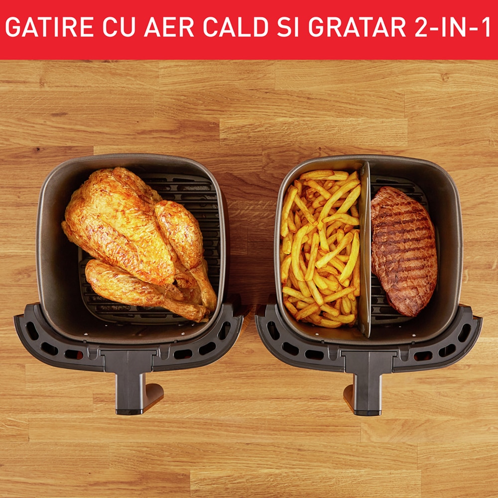 Friteuza cu aer cald TEFAL Easy Fry XXL Flexcook EY801D15, 1.5kg, 6.5l, 1830W, negru-argintiu