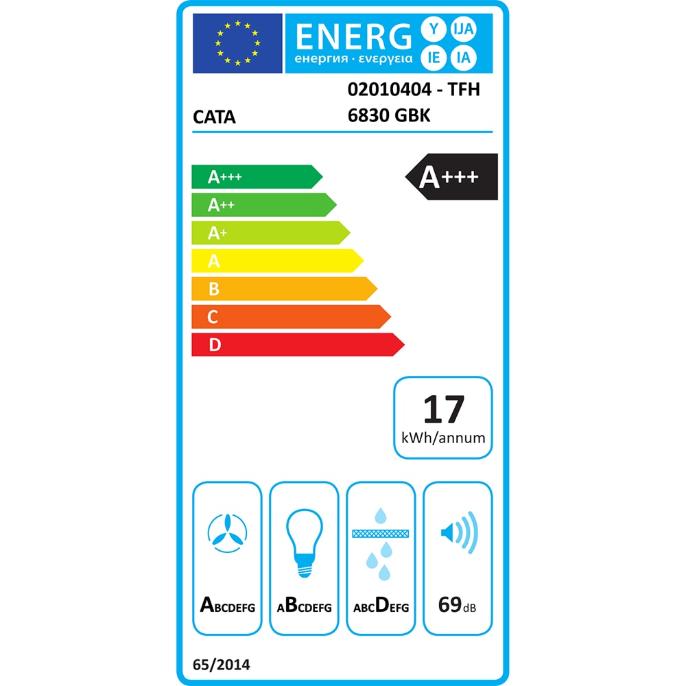 Hota incorporabila telescopica CATA TFH 6830 GBK, 1 motor, 600 m3/h, L 60 cm, negru