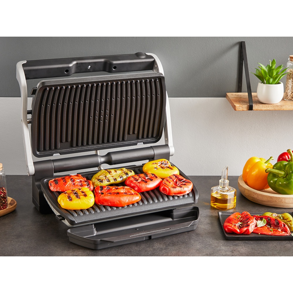 Gratar electric TEFAL OptiGrill+ XL GC728D10, 2000W, 9 programe automate, argintiu-negru