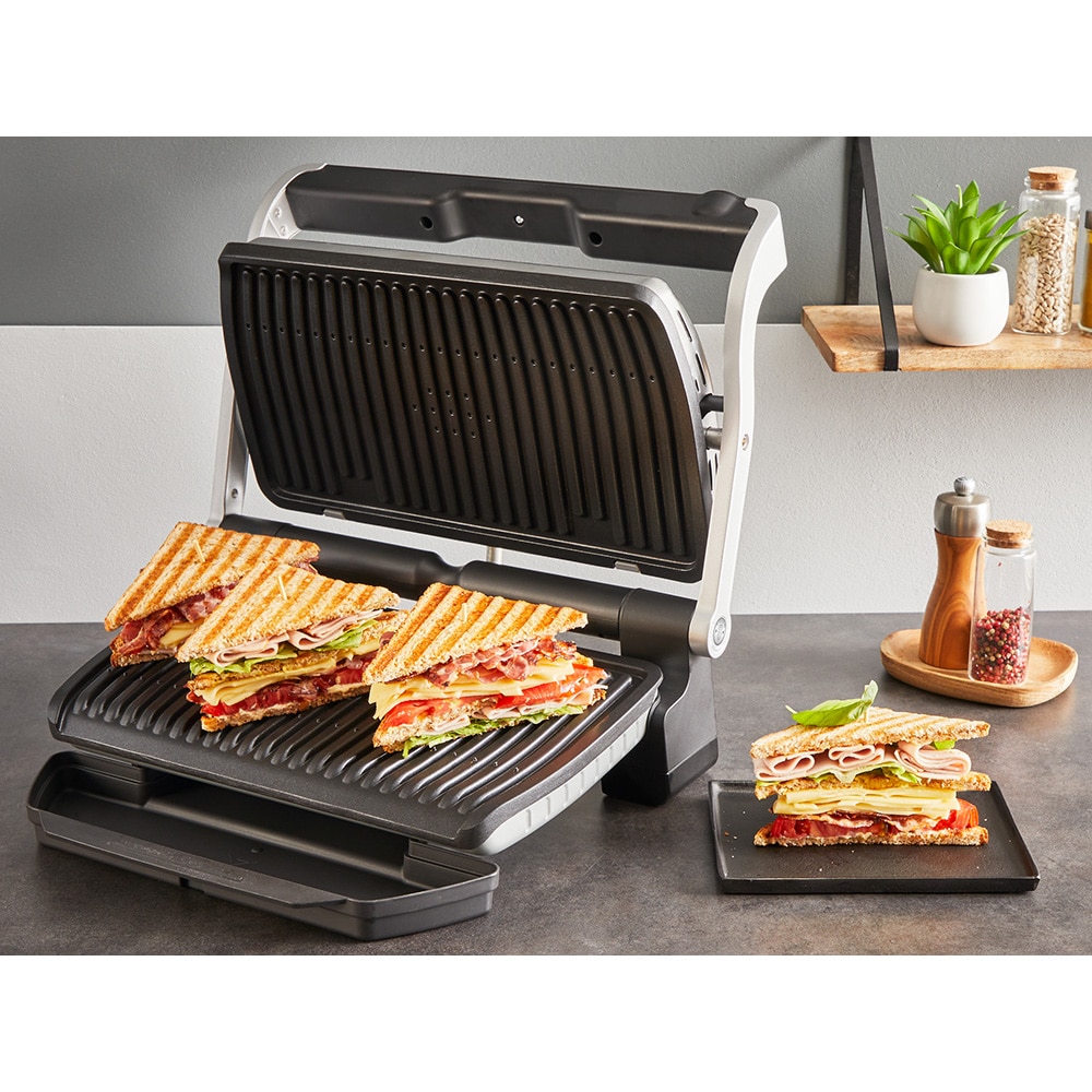 Gratar electric TEFAL OptiGrill+ XL GC728D10, 2000W, 9 programe automate, argintiu-negru