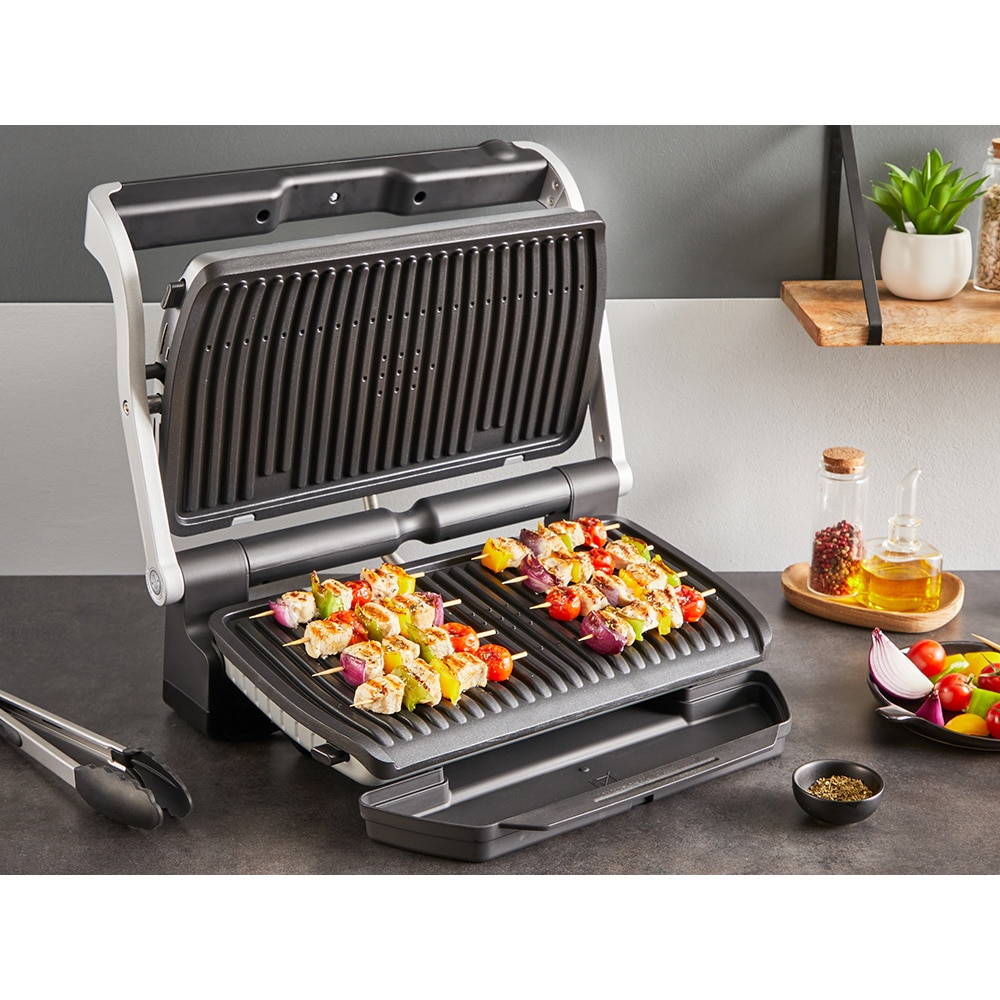 Gratar electric TEFAL OptiGrill+ XL GC728D10, 2000W, 9 programe automate, argintiu-negru
