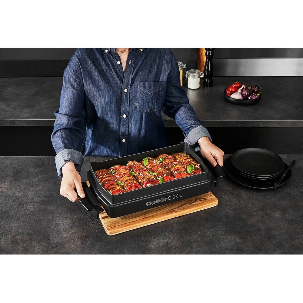 Gratar electric TEFAL OptiGrill+ XL GC728D10, 2000W, 9 programe automate, argintiu-negru