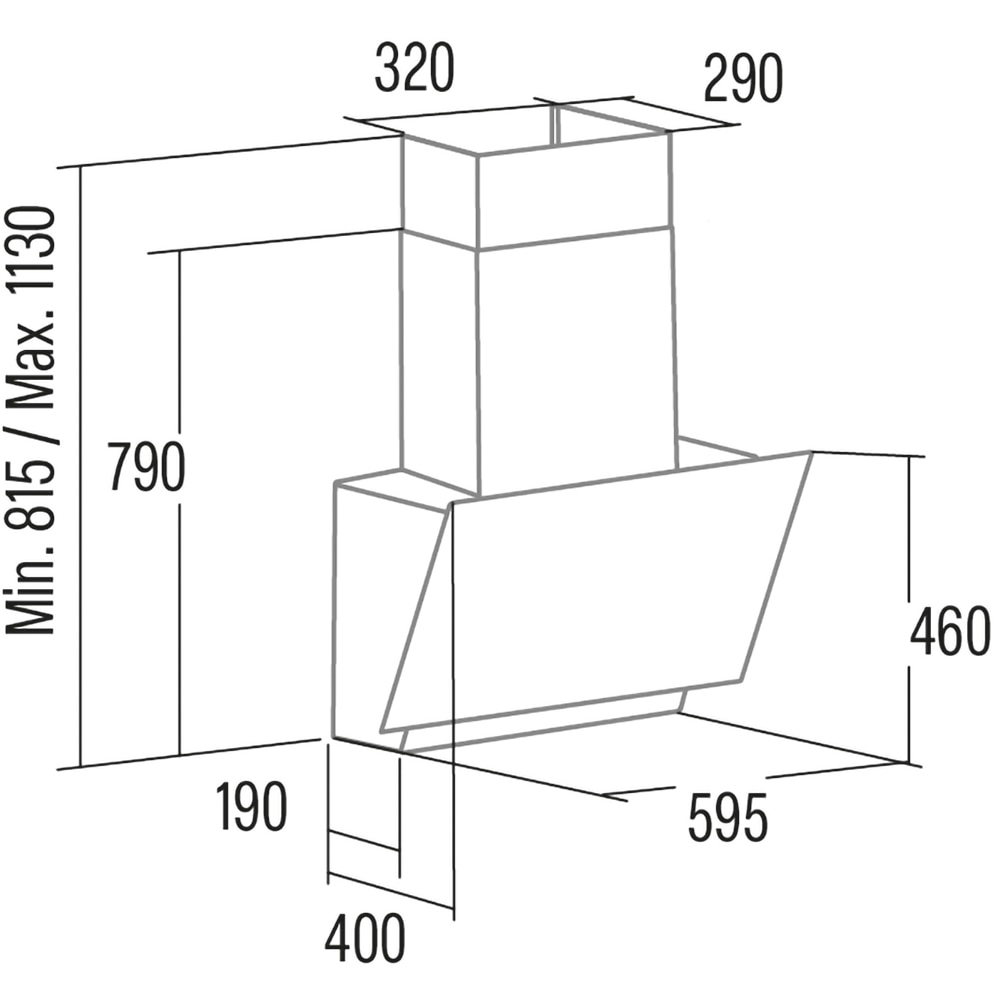 Hota decorativa CATA Thalassa 600 GBK, 1 motor, 811 m3/h, L 60 cm, negru