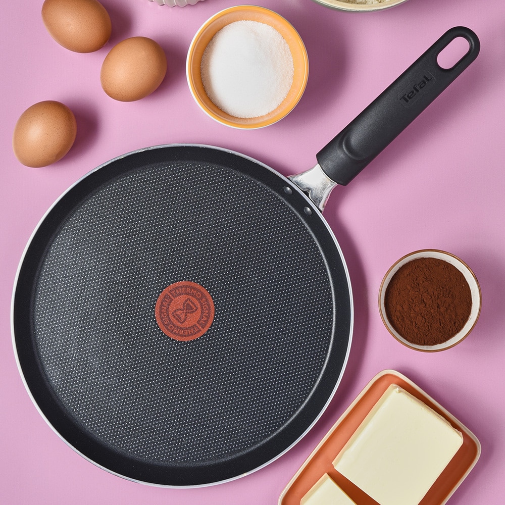 Tigaie clatite TEFAL Simply Clean B5671053, 25cm, aluminiu, Thermo Signal, negru