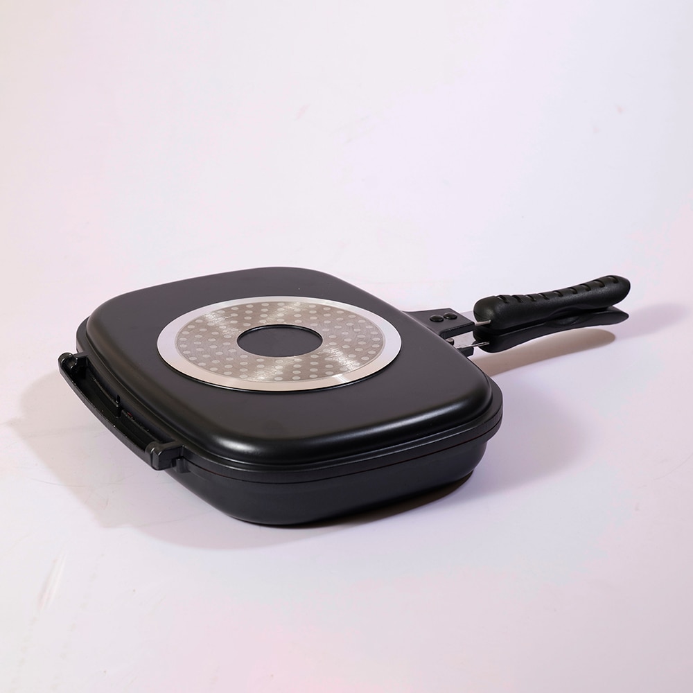 Tigaie grill dubla MYRIA MC4013, 32cm, aluminiu, negru