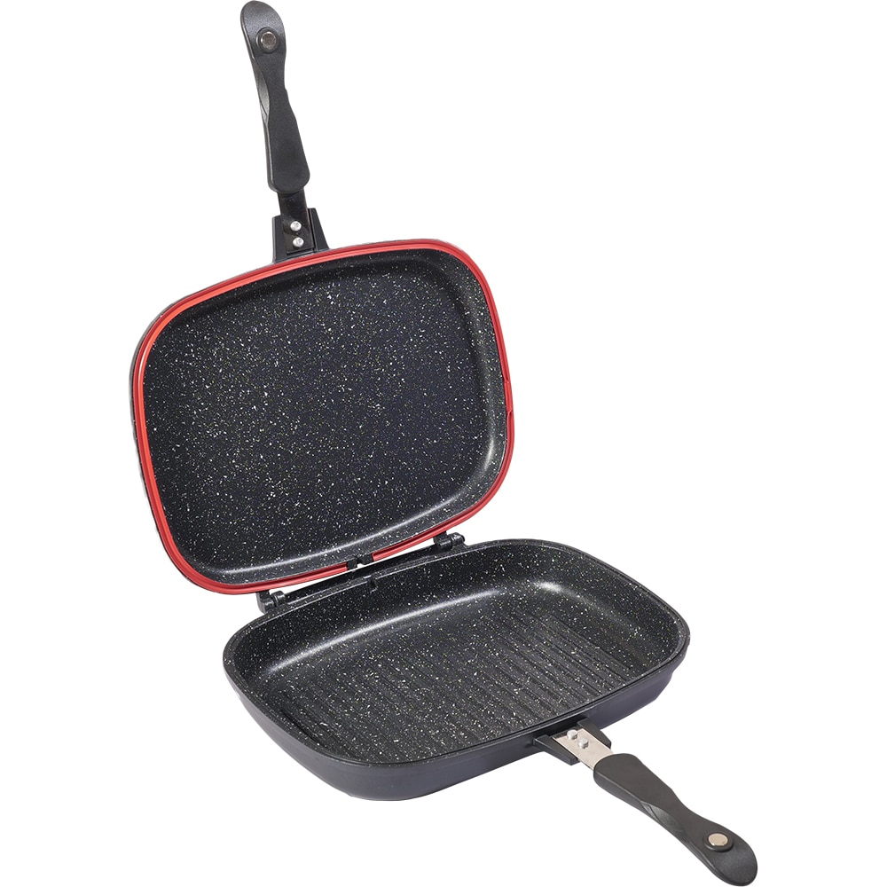 Tigaie grill dubla MYRIA MC4013, 32cm, aluminiu, negru