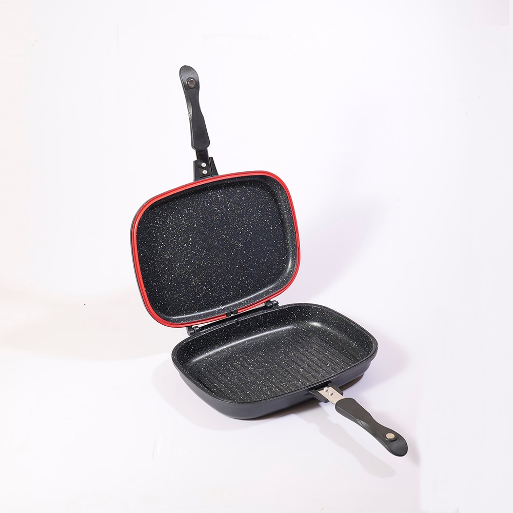 Tigaie grill dubla MYRIA MC4013, 32cm, aluminiu, negru