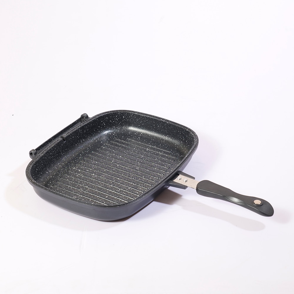 Tigaie grill dubla MYRIA MC4013, 32cm, aluminiu, negru