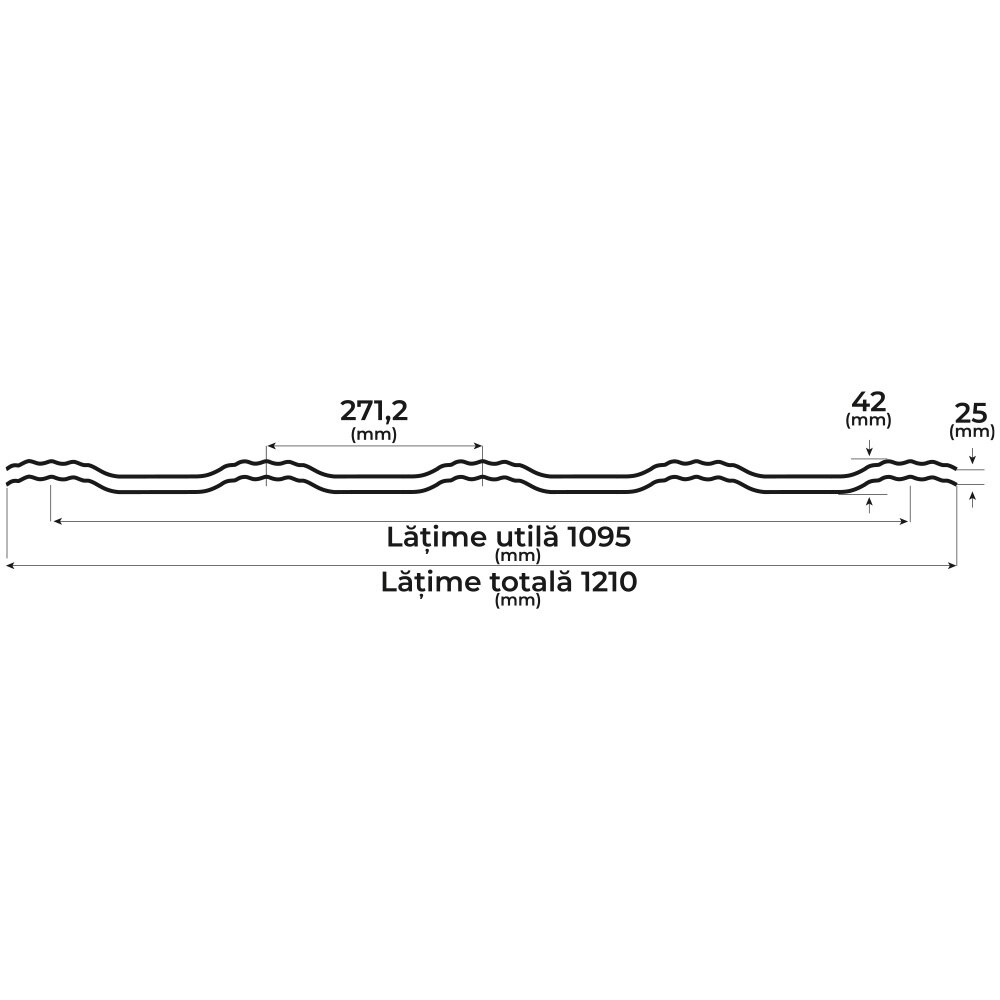 Tigla metalica BILKA Hellenic 35, maro grandemat (RAL 8019), 0.5 mm, 100 x 121 cm