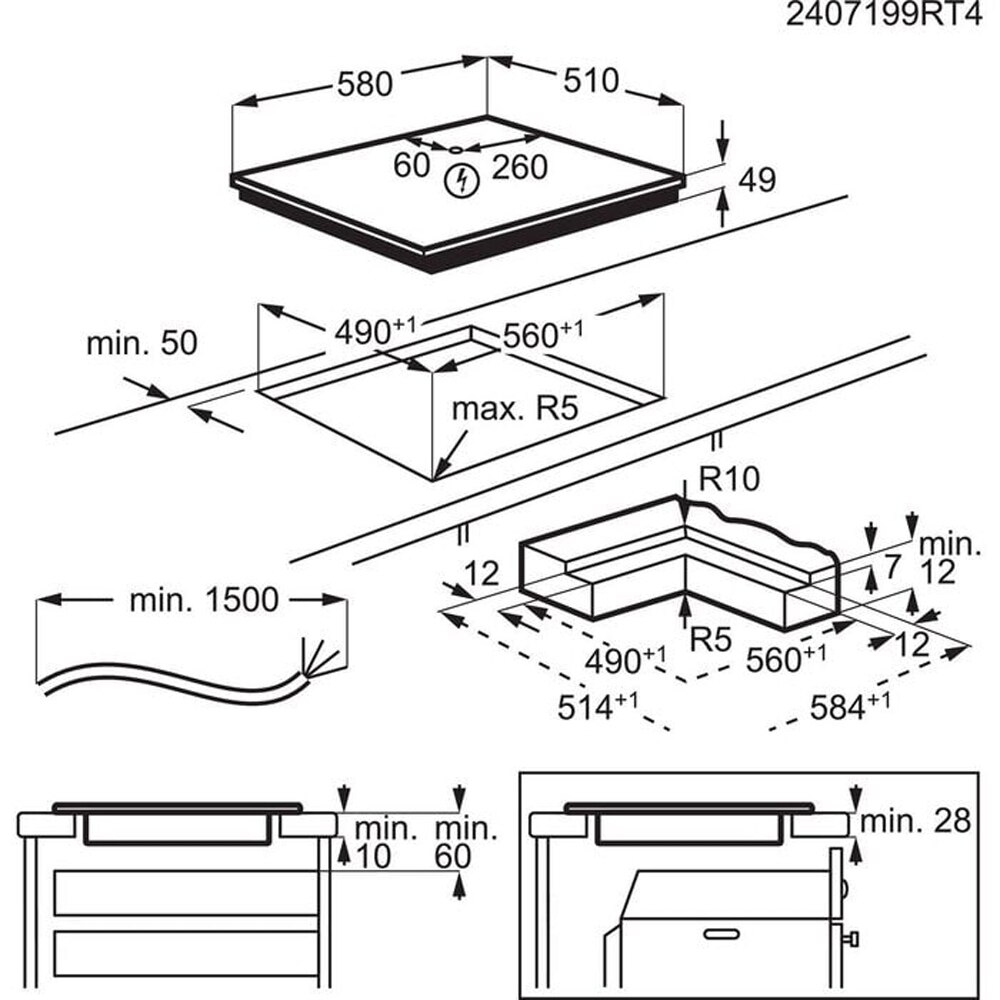 Plita incorporabila AEG TO64IB00IB, Inductie, 4 arzatoare, Touch Control, negru