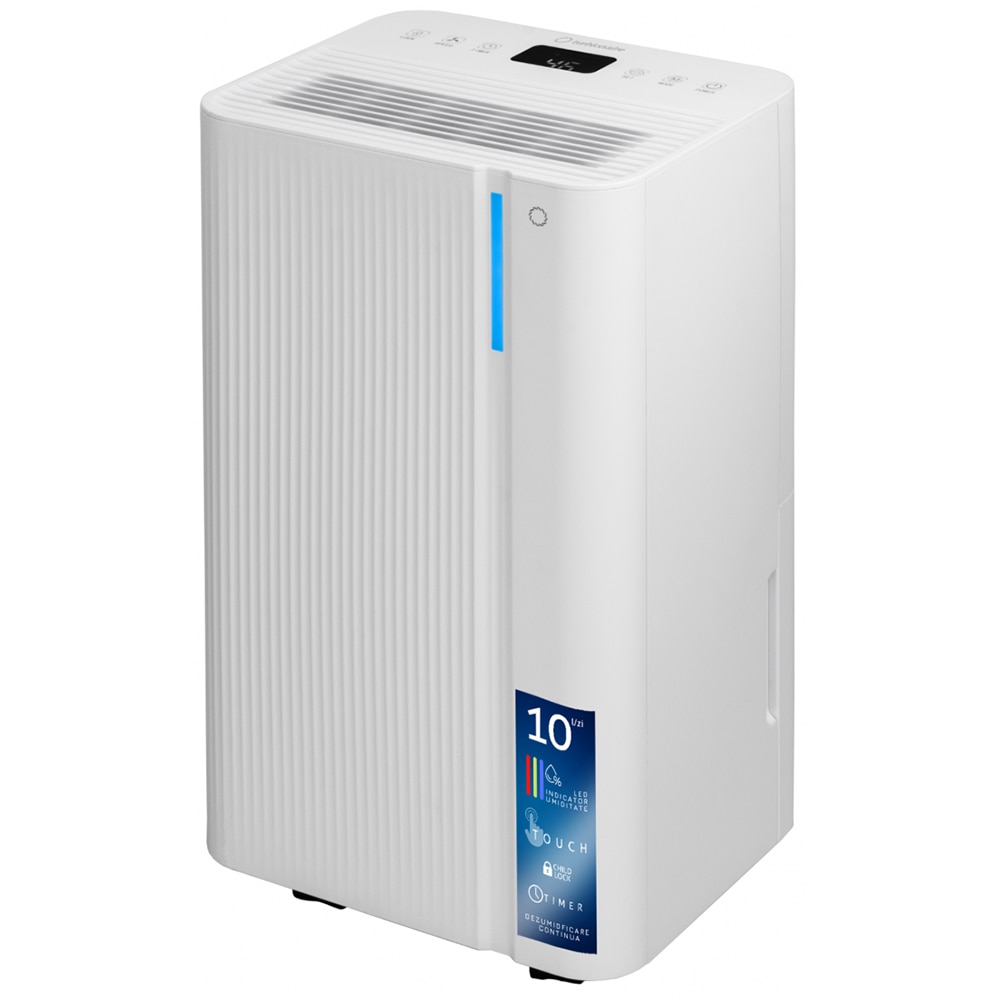 Dezumidificator TURBIONAIRE LEVI 10, 10 l/zi, 210W, rezervor 1.8l, Ionizare, alb