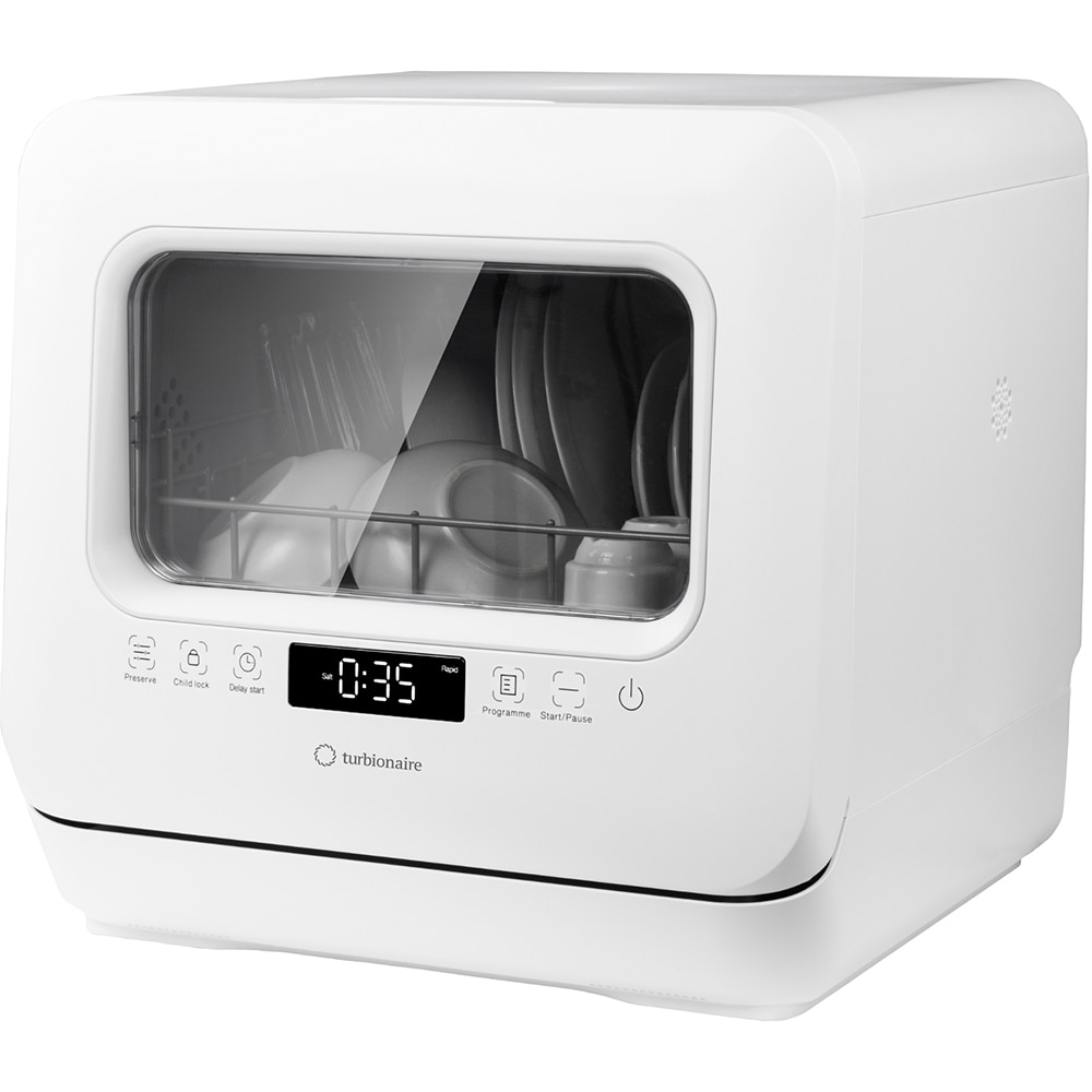 Masina de spalat vase independenta TURBIONAIRE AVA 3 TPDSAVA3CTD, 3 seturi, 6 programe, 44 cm, Clasa F, alb