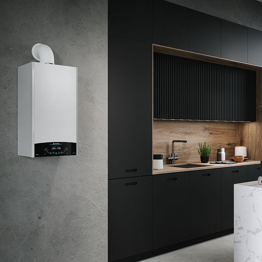 Centrala termica pe gaz in condensare ARISTON Genus One Plus, 35 kW, WiFi, Schimbator de caldura inox, Kit evacuare inclus