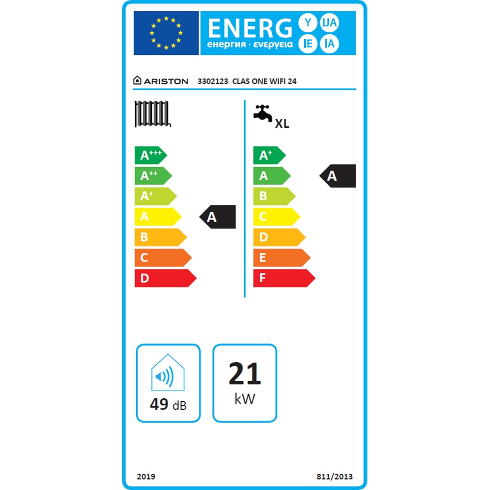 Centrala termica pe gaz in condensare ARISTON Clas One+, 24kW, Wi-Fi, Kit evacuare inclus, Model 2022